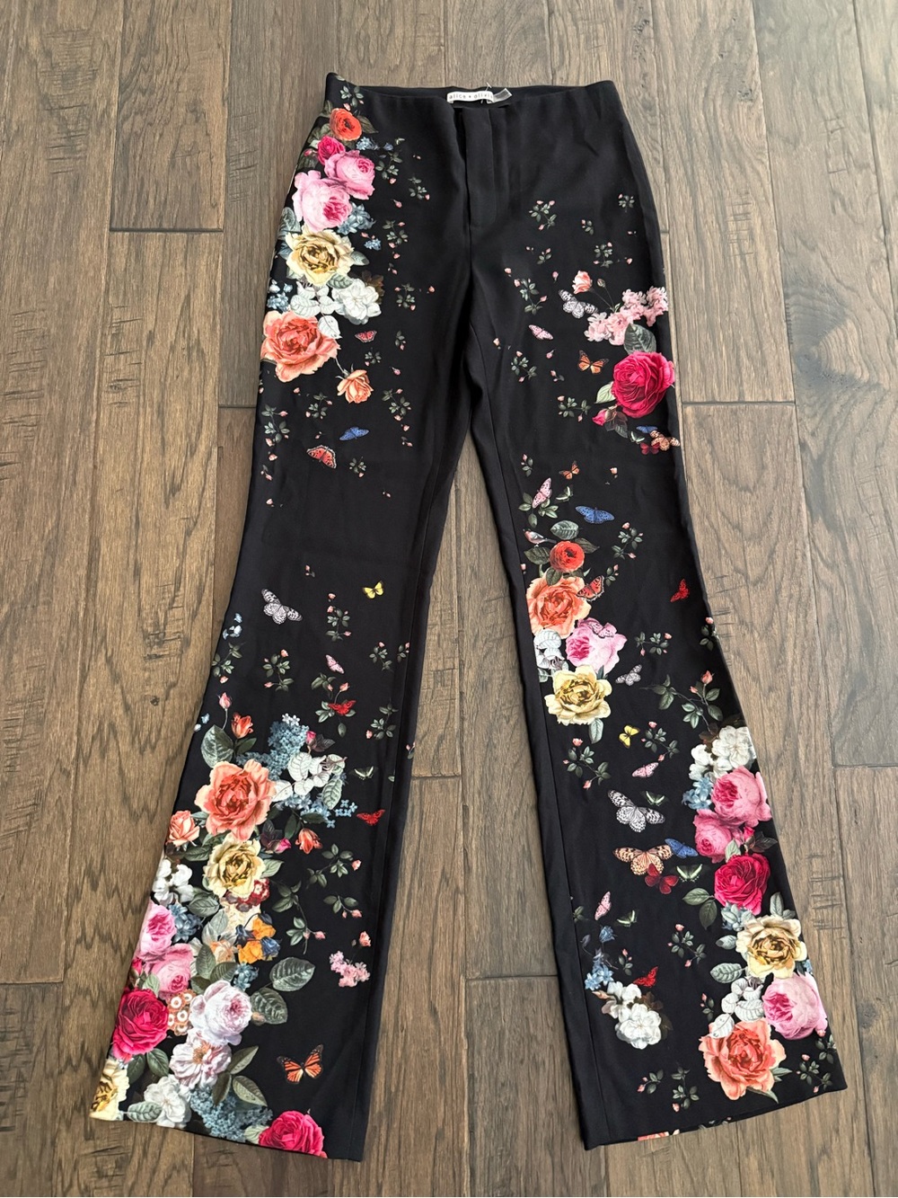 ALICE + OLIVIA Teeny Floral Fit & Flare Bootcut Pants - Picture 2 of 5